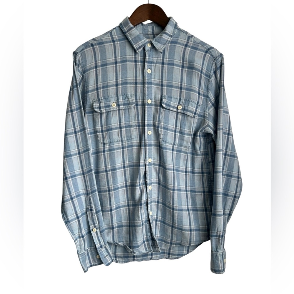 Lucky Brand Women Light Blue Plaid Button-Down Shirt - S